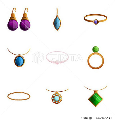 Gemstone jewelry icon set, cartoon style Gemstone jewelry icon set, cartoon style 66267231