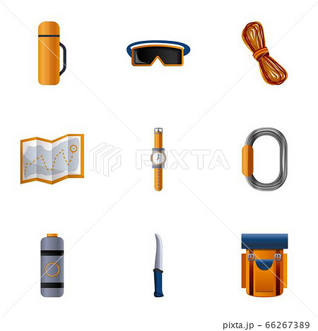 Camping tool icon set, cartoon style Camping tool icon set, cartoon style 66267389