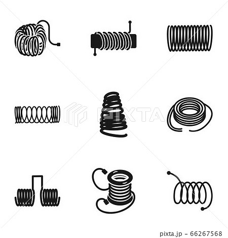 Metal coil icon set, simple style Metal coil icon set, simple style 66267568