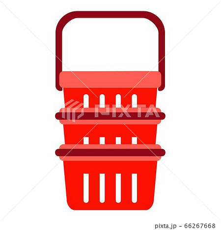 Red shop basket stack icon, flat style Red shop basket stack icon, flat style 66267668