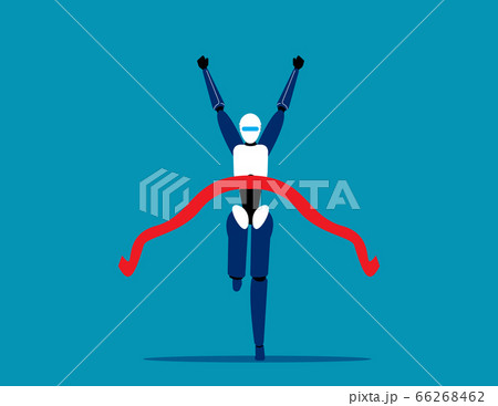 Robot crossing finish line. Winner competition 66268462