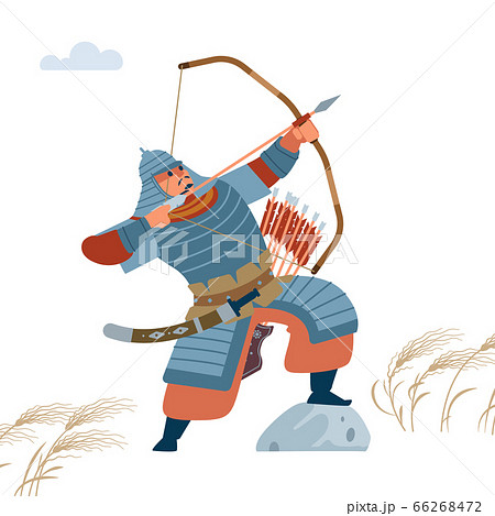 Mongol Warrior Archer With Arrow And Bow のイラスト素材