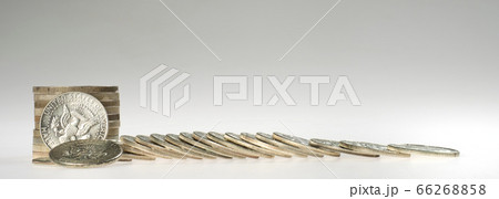 finance. stacks of coins on a gray background finance. stacks of coins on a gray background 66268858