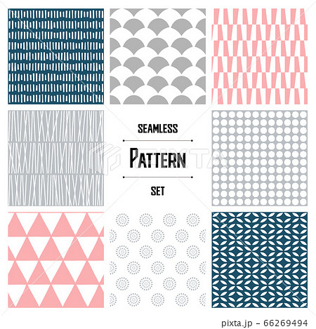 ジオメトリックなシームレスパターンのセットのイラスト素材
