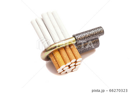 Locked cigarettes isolated on white Locked cigarettes isolated on white 66270323