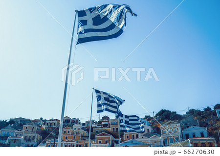 Panoramic view of Symi island in Greece 66270630