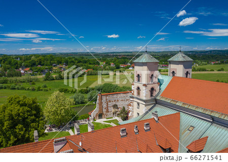 Tyniec Abbey in Kracow. Aerial view of benedictine 66271541