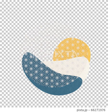 正円に和の伝統柄。ダイナミックな色。流動性のある液体のようなフォームとライン。 66271976