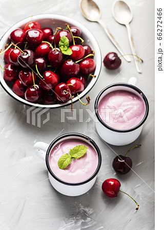 Summer healthy yogurt with cherry Summer healthy yogurt with cherry 66272466
