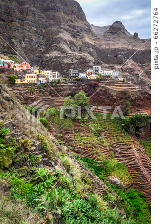 Fontainhas village and terrace fields in Santo 66272764