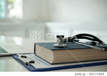 stethoscope  medical book 66272969