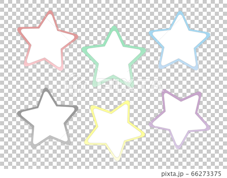 イラスト素材：星型の短冊 カラフルな枠つき 66273375