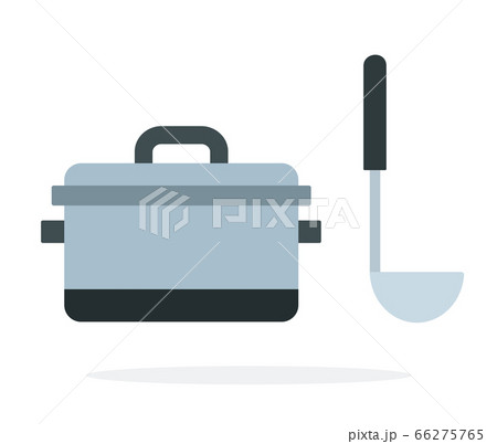 Pan with a ladle vector flat isolated Pan with a ladle vector flat isolated 66275765