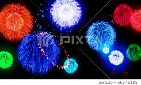 花火 打ち上げ花火 打上花火 祭 フェスティバル 3D イラスト CG 背景 バックグラウンド 66276185