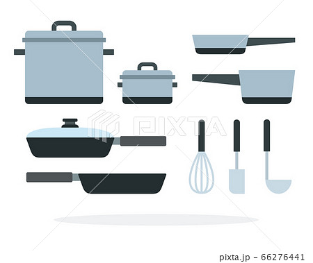 Cooking pans and saucepan with a whisk and ladle vector flat isolated Cooking pans and saucepan with a whisk and ladle vector flat isolated 66276441