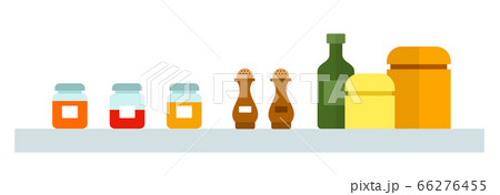 Spices in jars on a shelf vector flat isolated 66276455