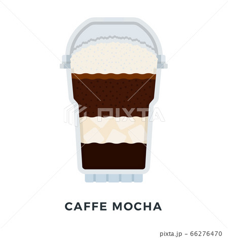 Ice Caffe Mocha in a clear plastic glass with foam vector flat isolated 66276470