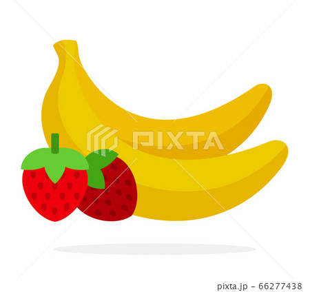 Banana and strawberry vector flat material design isolated object on white background. 66277438
