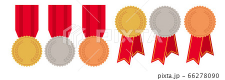 金銀銅 メダル 勲章のアイコンセットのイラスト素材