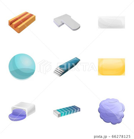 Chewing gum icon set, cartoon style 66278125