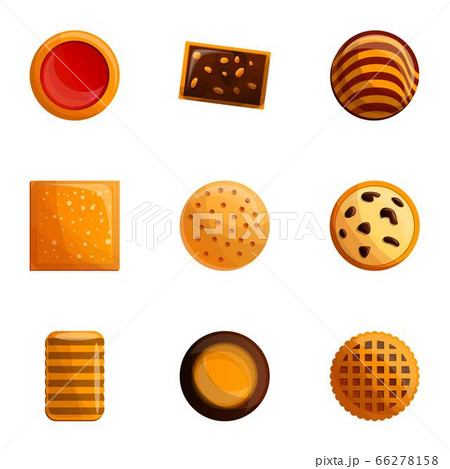 Sweet biscuit icon set, cartoon style 66278158