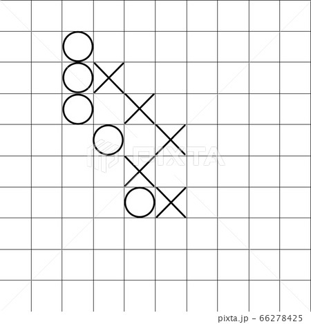 Gomoku. A five-in-a-row game in action. Gomoku. A five-in-a-row game in action. 66278425
