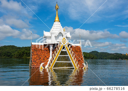 temple flooded by river, Sangkhlaburi 66278516
