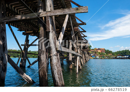 wooden bridge above river, Sangkhlaburi wooden bridge above river, Sangkhlaburi 66278519