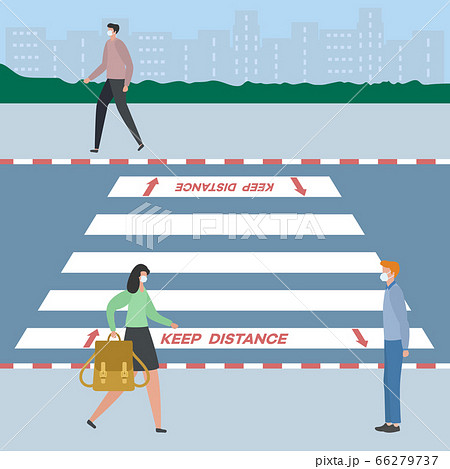 Social distancing People Crosswalk Keep distance Social distancing People Crosswalk Keep distance 66279737
