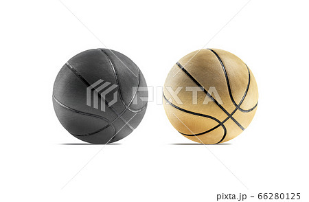 Blank black and gold rubber basketball ball mockup, half-turned view 66280125