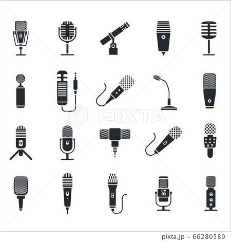 Radio and music microphone icon set. 66280589