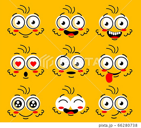 Comic doodle smile face, angry, sad, cut 66280738