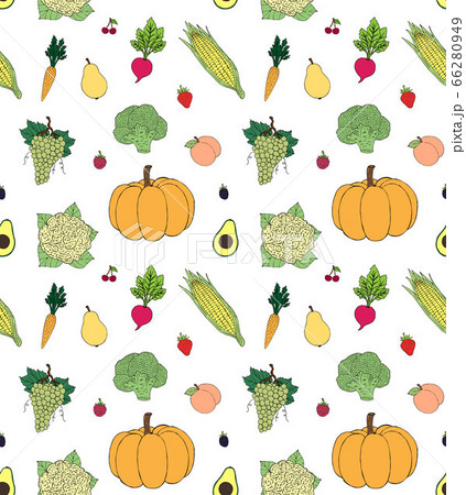 Vector seamless pattern of fruit and vegetables 66280949