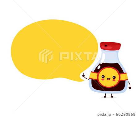 Cute funny soy sauce bottle with speech bubble Cute funny soy sauce bottle with speech bubble 66280969