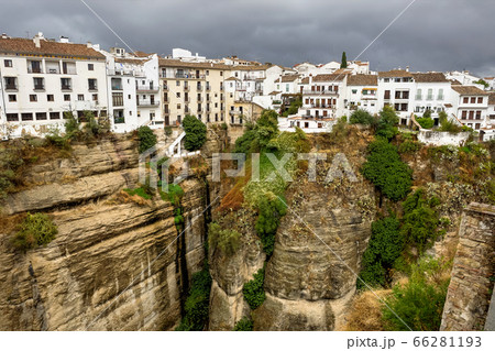 Scenic sight of Ronda with white houses built on 66281193