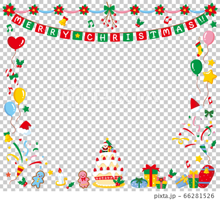 クリスマス文字入りフレーム ケーキ Merry Christmas のイラスト素材