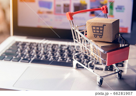 Shopping online concept - Parcel or Paper cartons 66281907