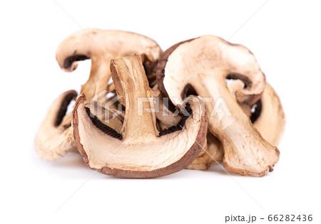 Dried sliced mushrooms isolated on white 66282436