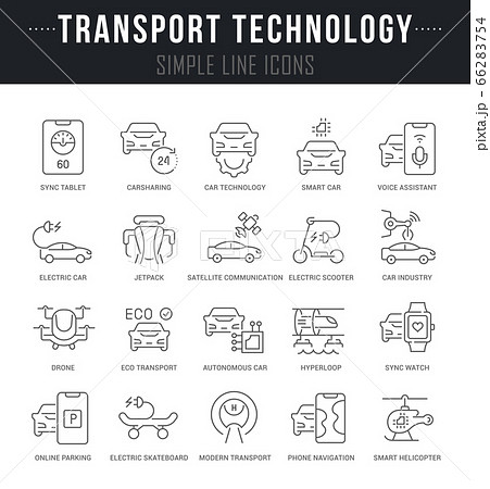 Set Vector Line Icons of Transport Technology Set Vector Line Icons of Transport Technology 66283754