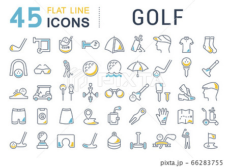 Set Vector Line Icons of Golf. Set Vector Line Icons of Golf. 66283755