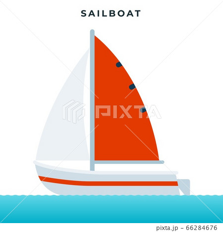 Sailboat, pleasure boat using sails as the main means of propulsion vector icon flat isolated. Sailboat, pleasure boat using sails as the main means of propulsion vector icon flat isolated. 66284676