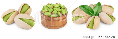 pistachio with leaves isolated on white background with clipping path and full depth of field. Set r collection pistachio with leaves isolated on white background with clipping path and full depth of field. Set r collection 66286420