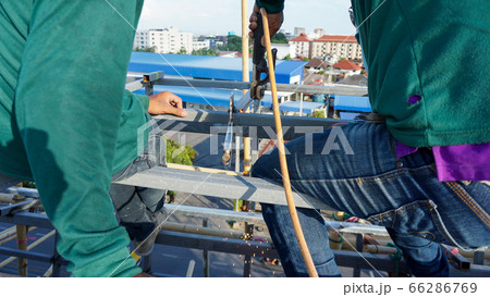 Welding of metal structures with soldering steel 66286769
