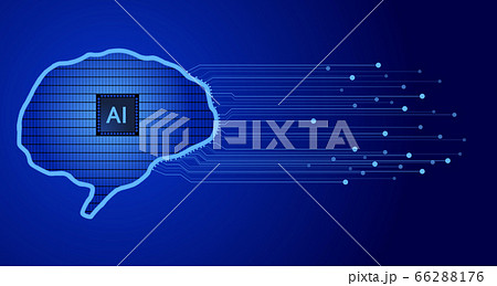 脳の内部をウェハーで表現したAIコンセプト。脳の中心にCPUを配置し、外部と配線したイメージ。 66288176