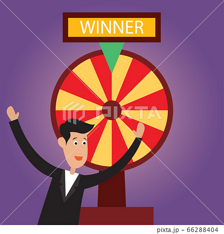 businessman with fortune wheel for gambling concept. vector illustration businessman with fortune wheel for gambling concept. vector illustration 66288404