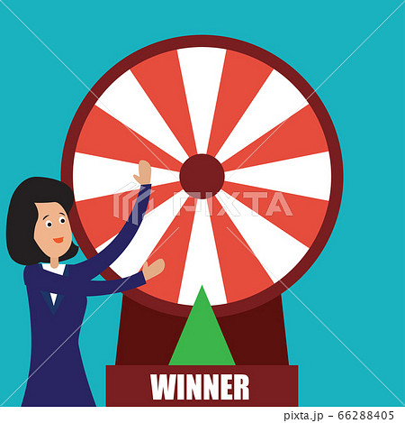businesswoman with fortune wheel for gambling concept. vector illustration businesswoman with fortune wheel for gambling concept. vector illustration 66288405