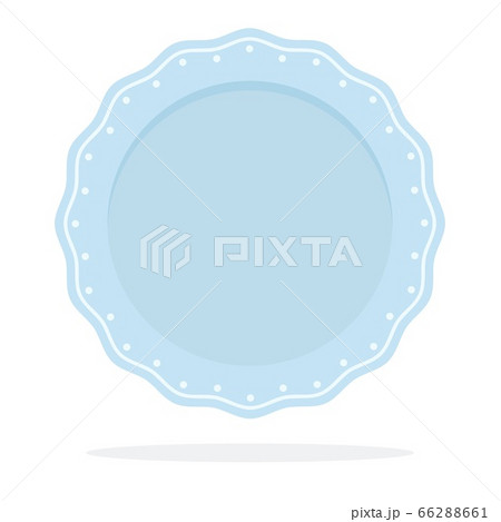 Dish in the form of a wavy circle with a pattern on the edge flat icon vector isolated. 66288661