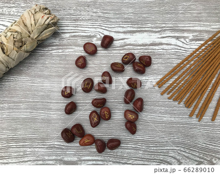 Flat lay composition of spiritual items 66289010