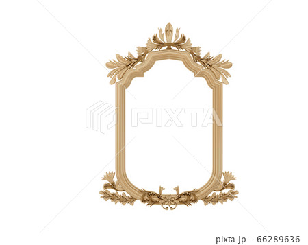 Golden vintage frame. Isolate mirror. Design retro element. physical realistic reflection . 66289636