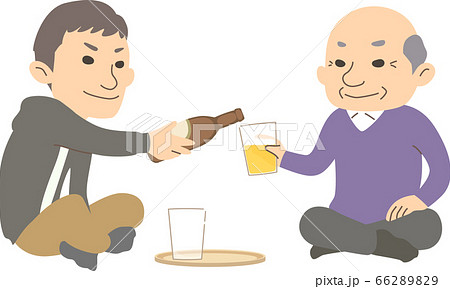 Grandpa And Grandson Enjoying Beer Stock Illustration 6629